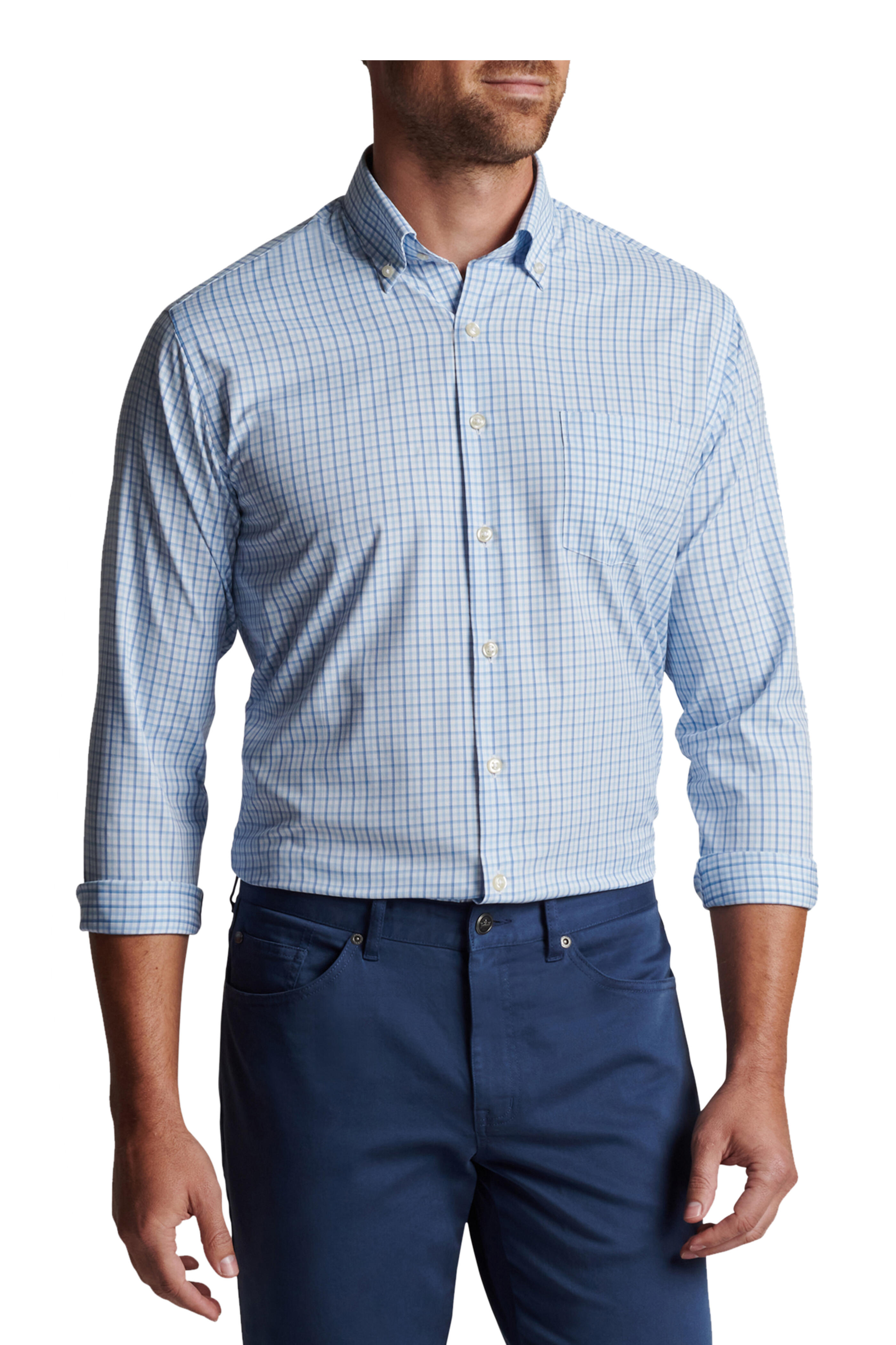Peter Millar - Daventry Performance Twilight Blue Sport Shirt - view 5