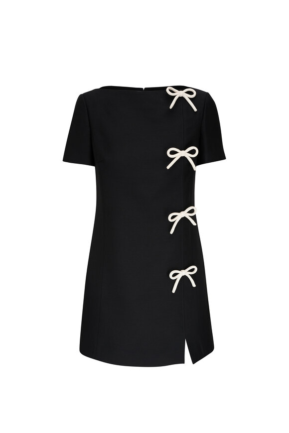 Valentino - Black Crepe Couture & White Bow Mini Dress 