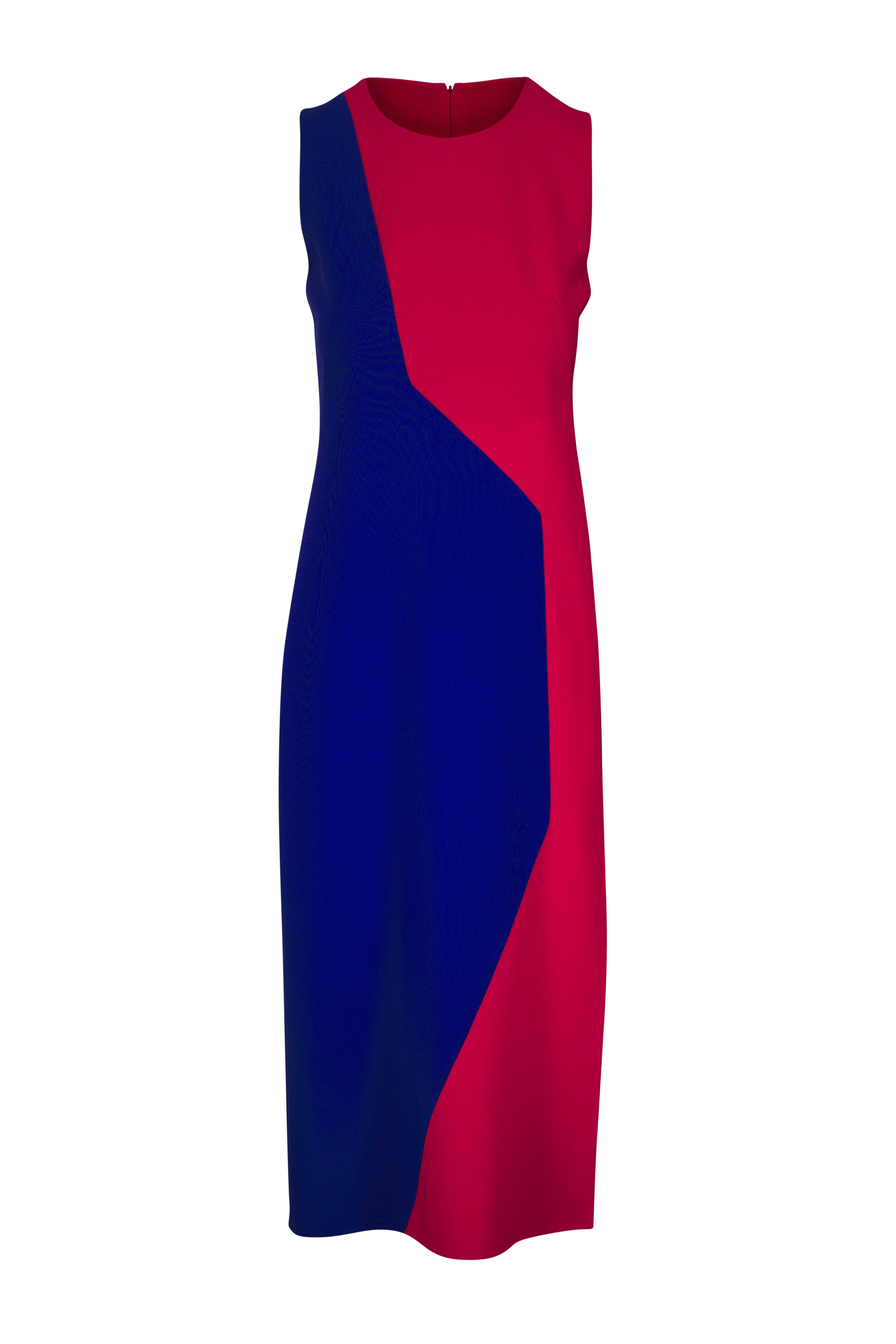 Akris - Red & Blue Polygon Patchwork Print Sheath Dress