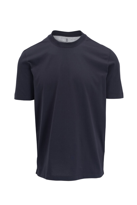 Brunello Cucinelli Navy Short Sleeve Crewneck T-Shirt 