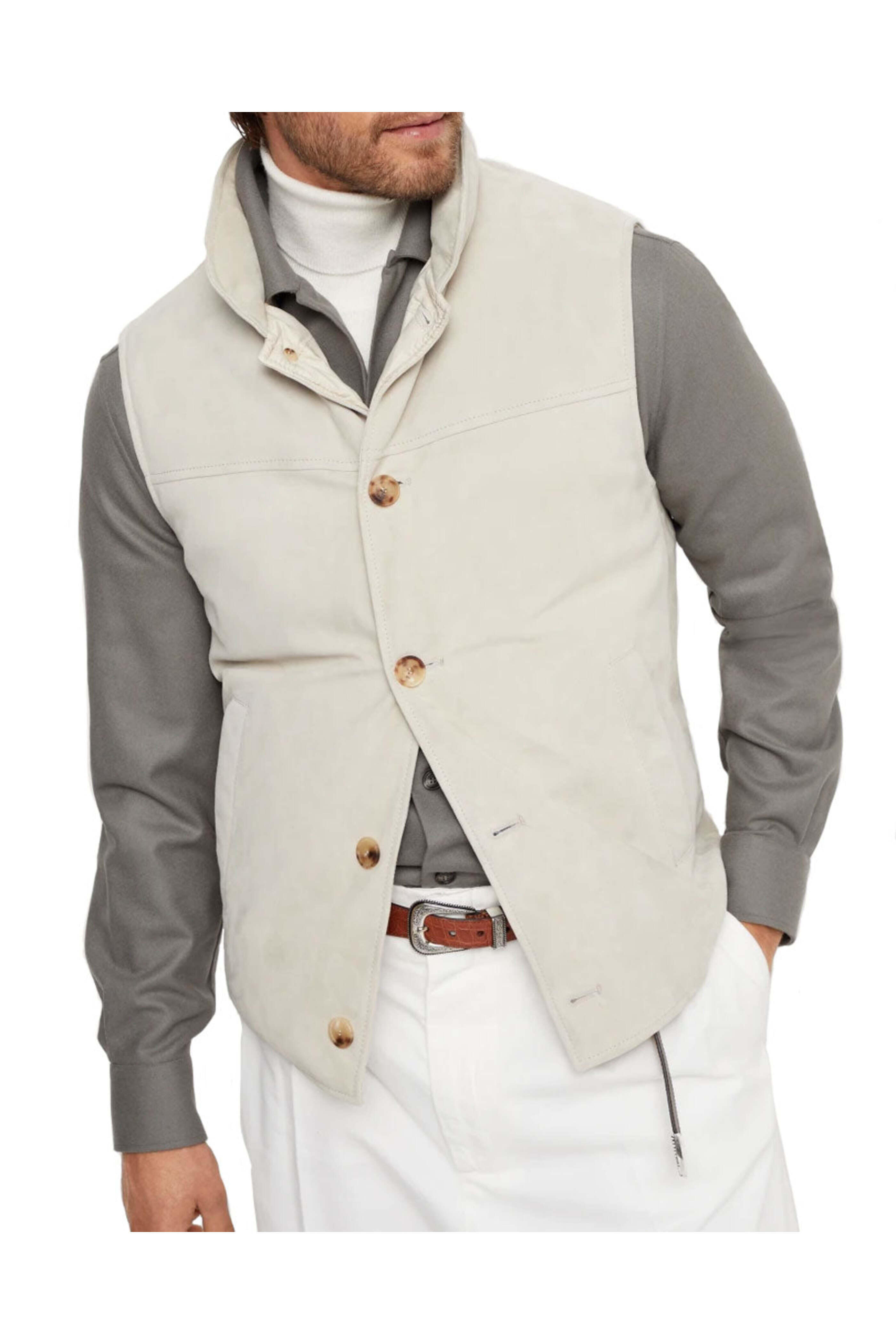 Brunello Cucinelli - Beige Suede Vest | Mitchell Stores
