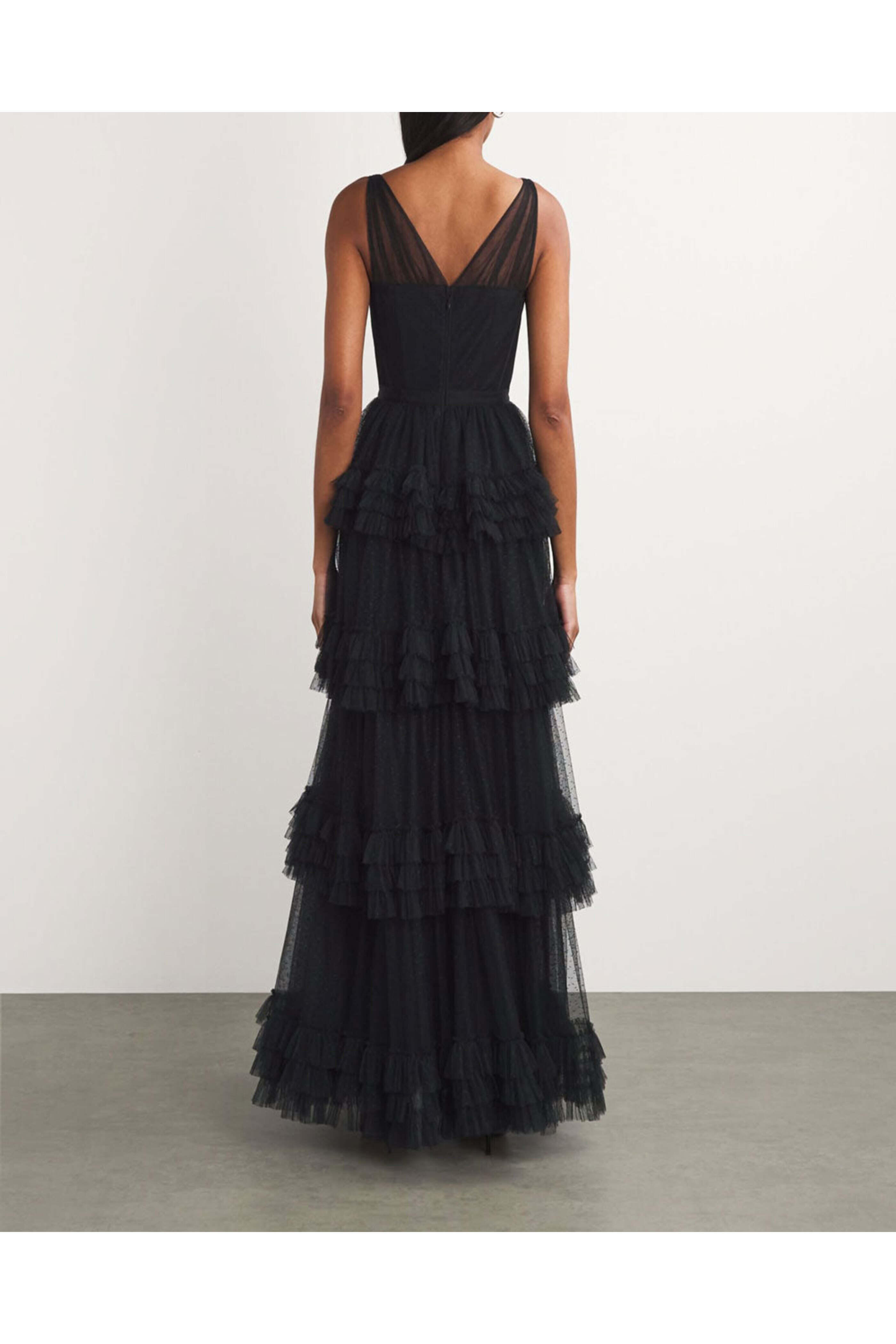 Huishan Zhang - Black Tulle Caitlin Gown