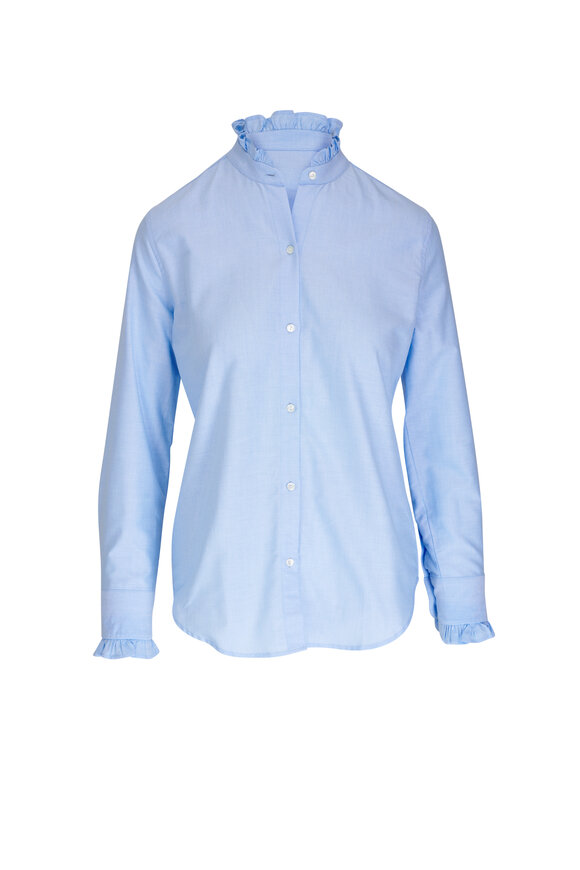 Nili Lotan Lydia Blue Ruffle Shirt