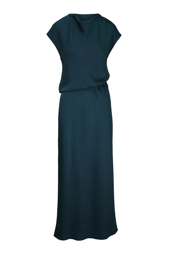 Vince Juniper Draped Satin Cowl Neck Dress