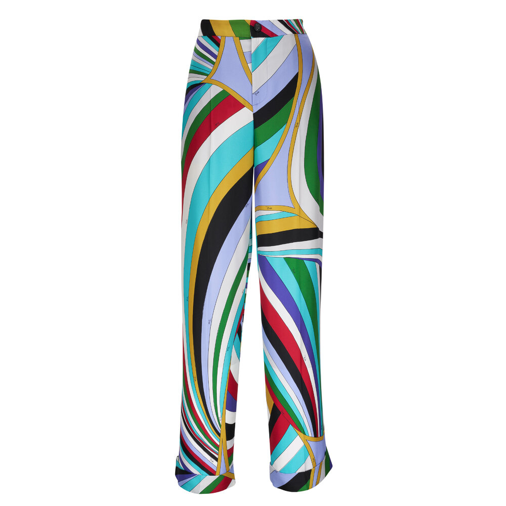 Pucci - Iride Print Silk Twill Straight Leg Pant