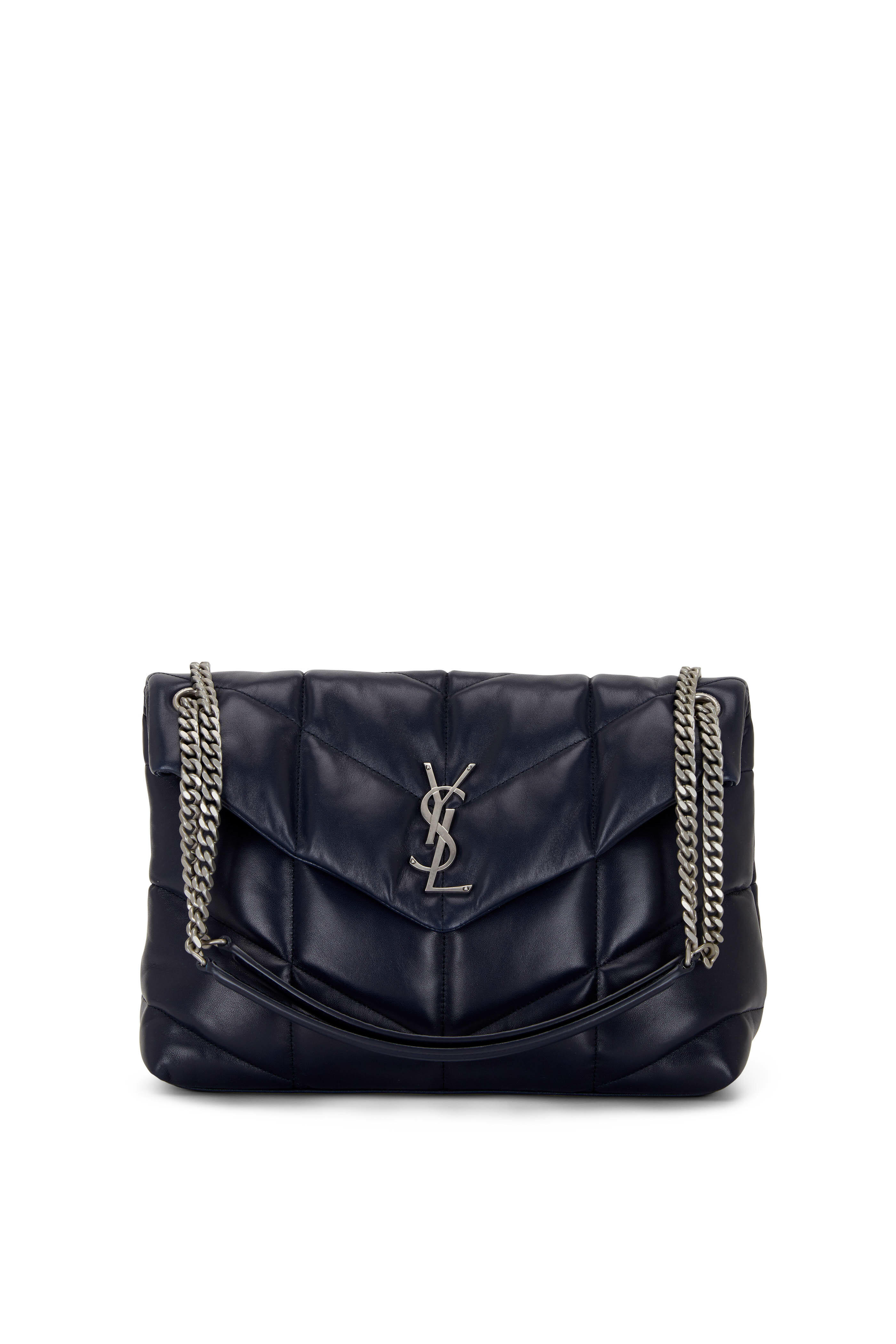 Saint Laurent - Loulou Marine Blue Leather Medium Shoulder Bag