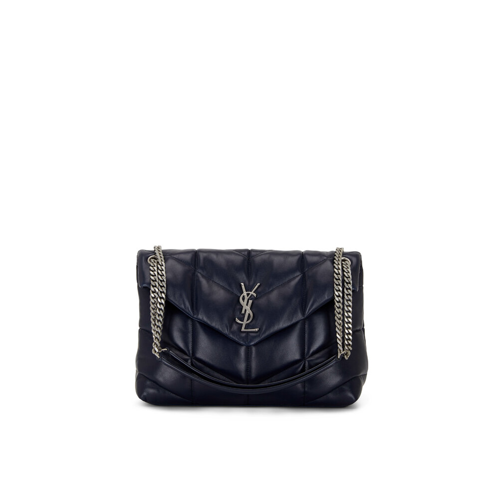 Saint Laurent - Loulou Marine Blue Leather Medium Shoulder Bag