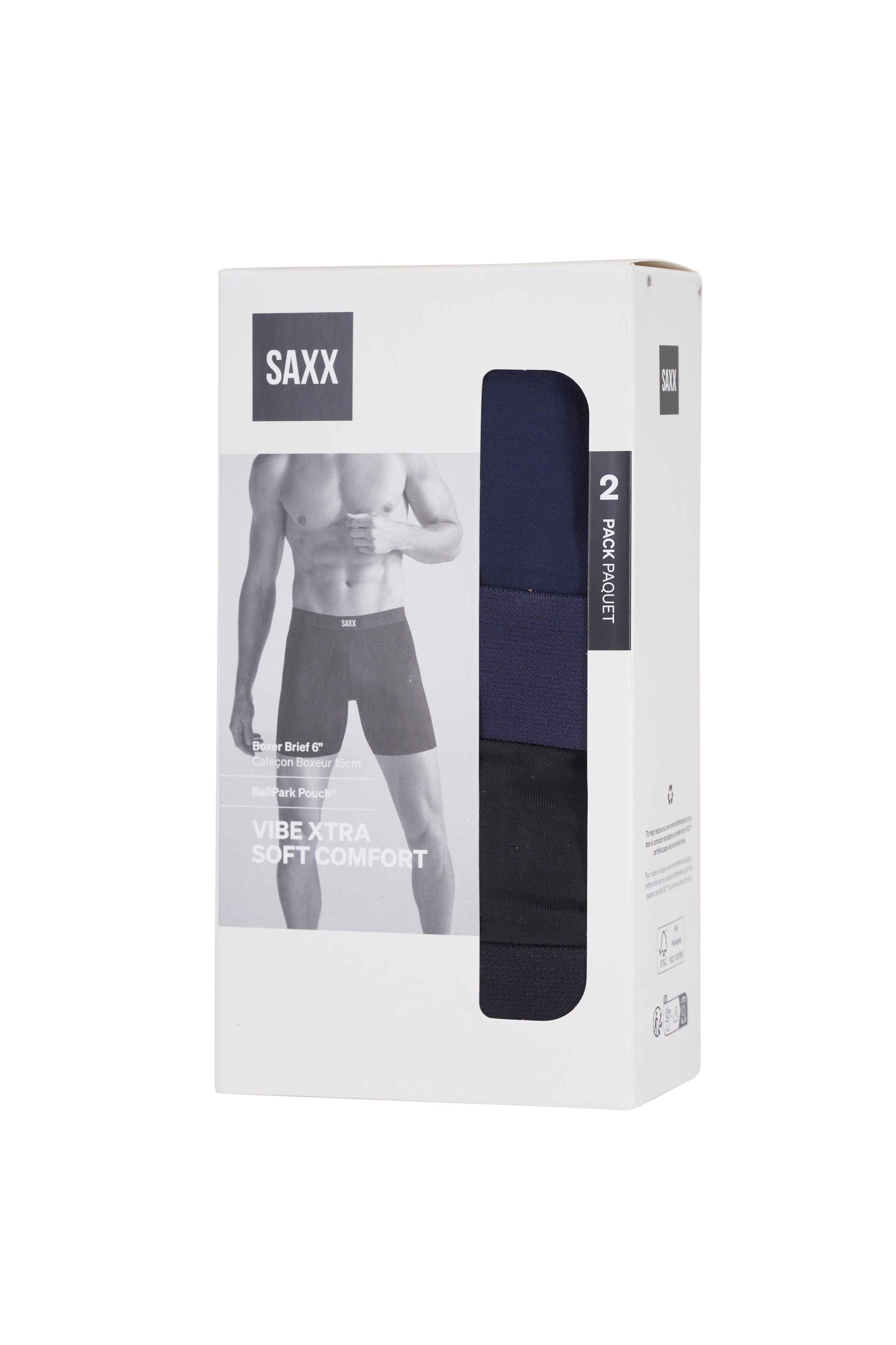 Saxx Underwear - Vibe Xtra Navy & Black Boxer Brief Two Pack