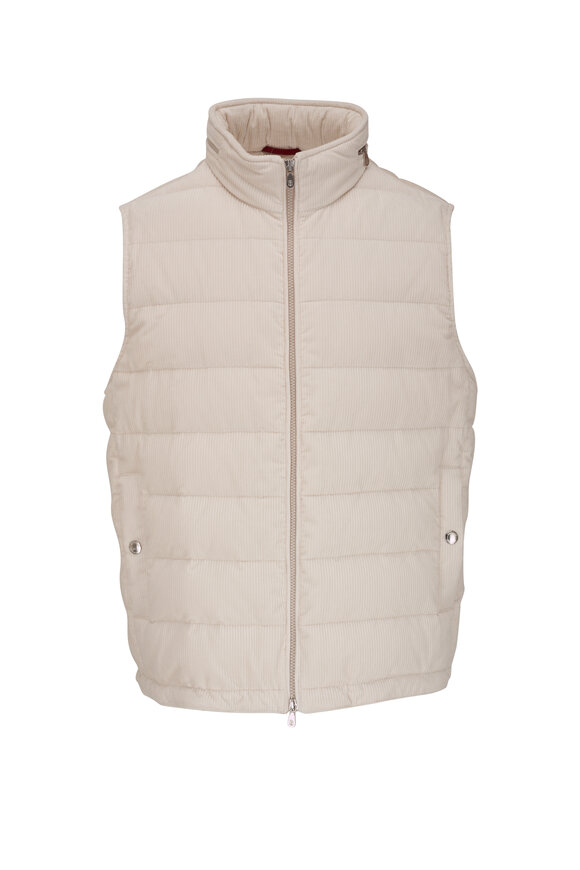 Brunello Cucinelli - White Corduroy Quilted Puffer Vest