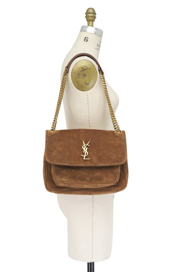 Saint Laurent Medium Niki Caramel Suede Chain Shoulder Bag - view 6