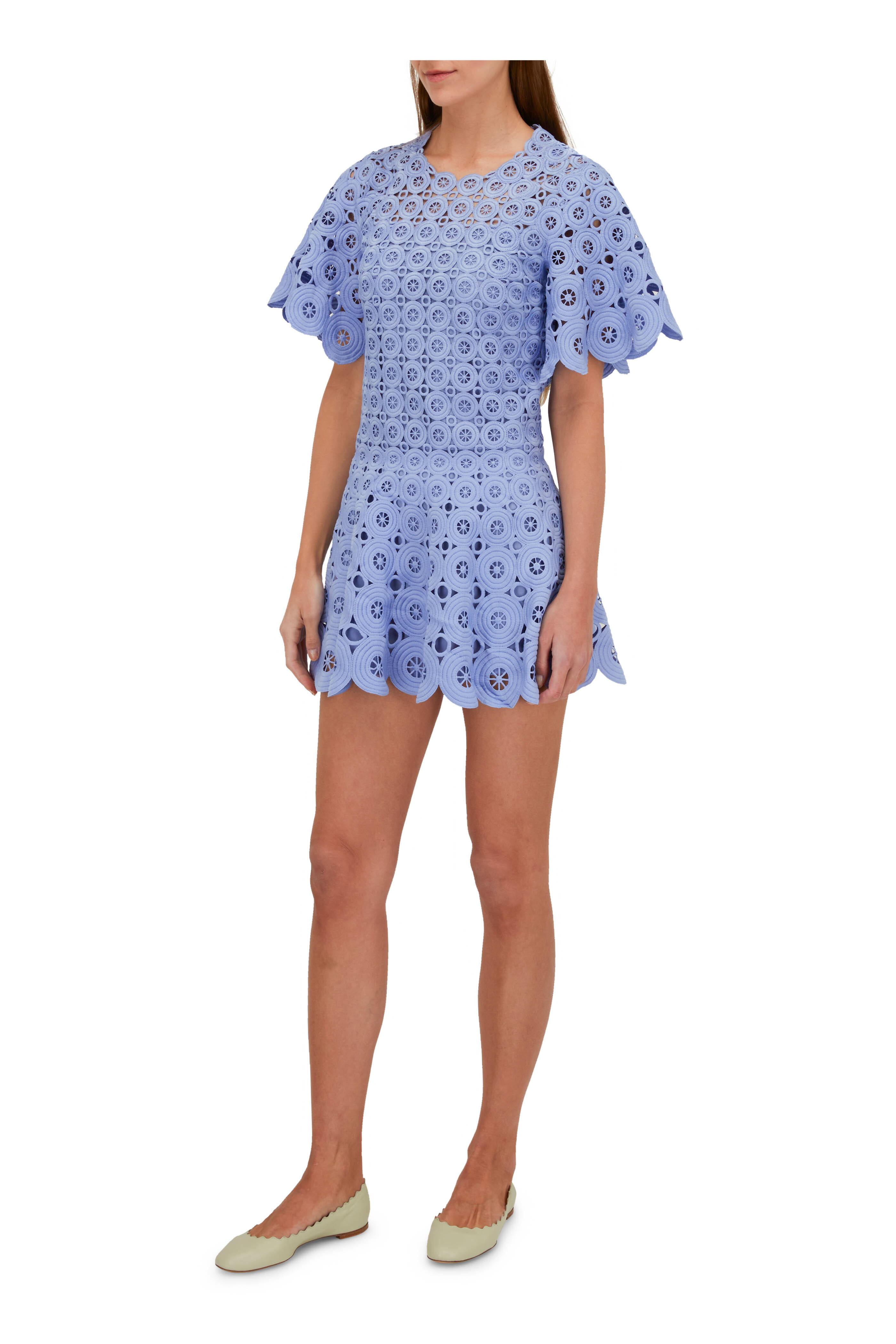 Chloé - Lauren Hazy Green Leather Scallop Ballet Flat