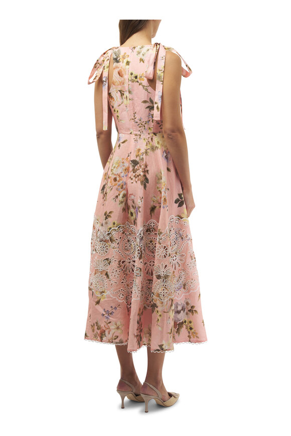 Zimmermann - Acacia Broderie Pink Floral Midi Dress