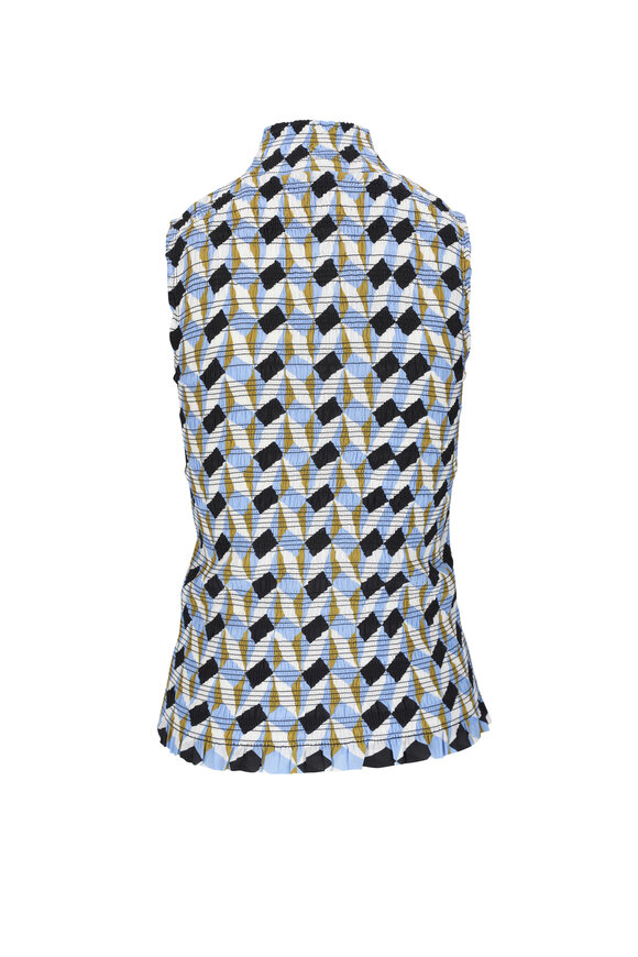 Dorothee Schumacher - Graphic Volumes Blue Smocked Turtleneck Shell