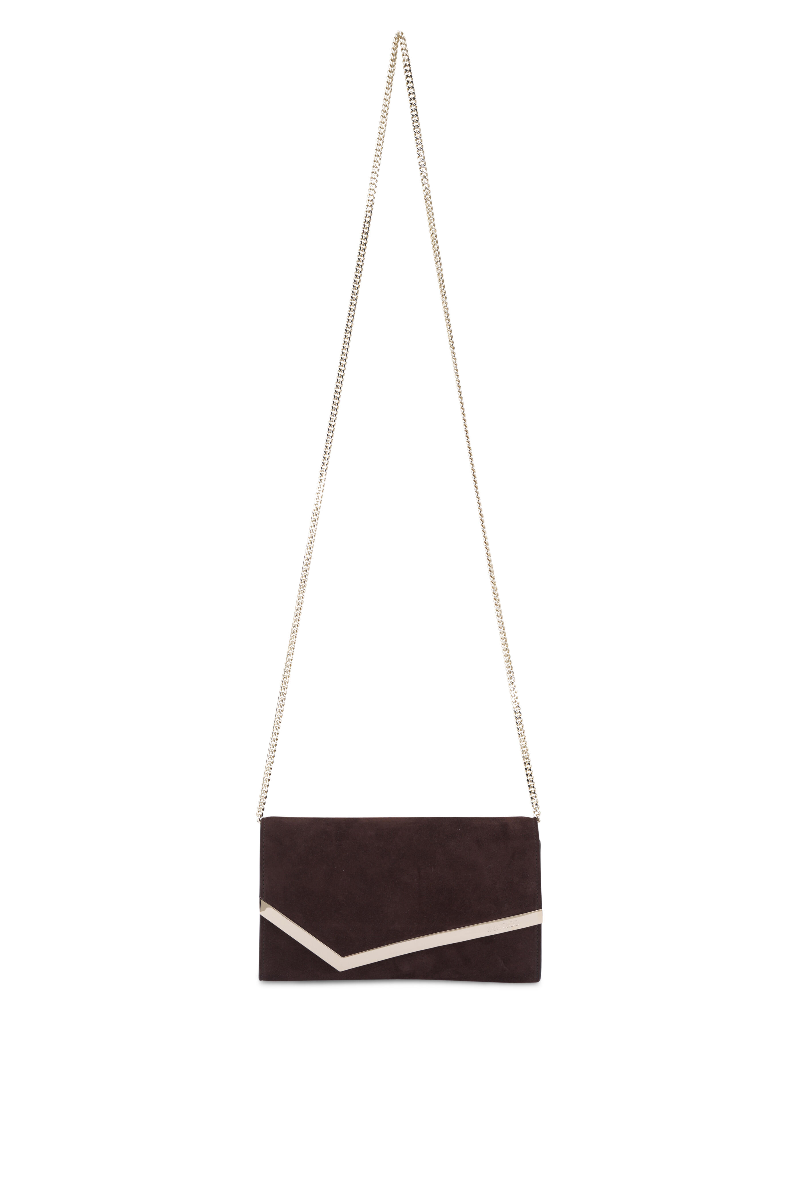 【関税&送料込】Jimmy Choo Chocolate Leather Emmie Clutch Jimmy Choo - Emmie Chocolate Suede Clutch | Mitchell Stores