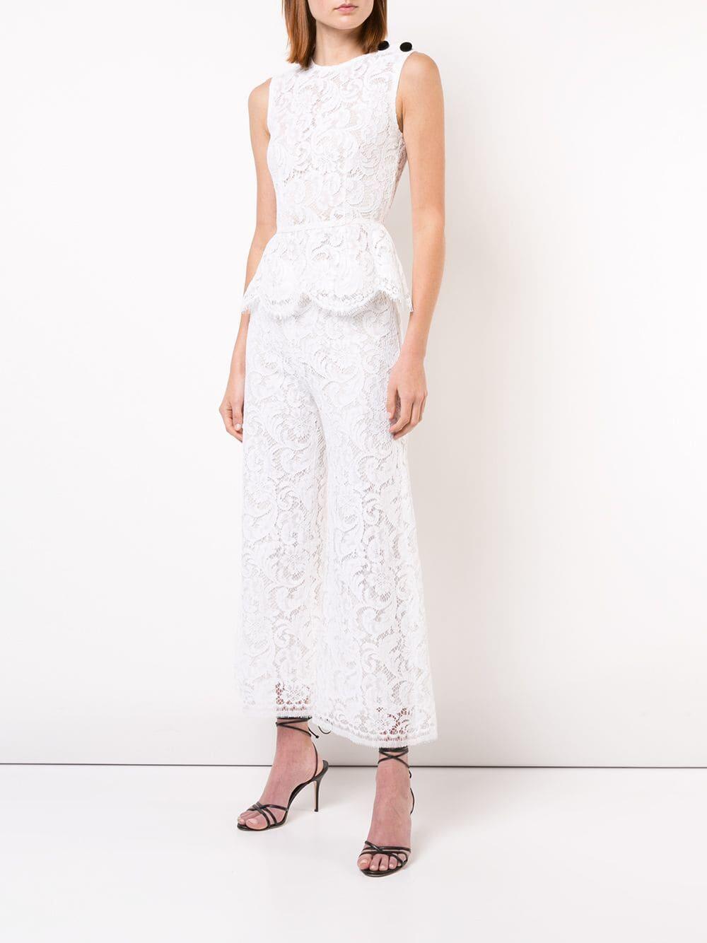 Adam Lippes - White Lace Sleeveless Peplum Top