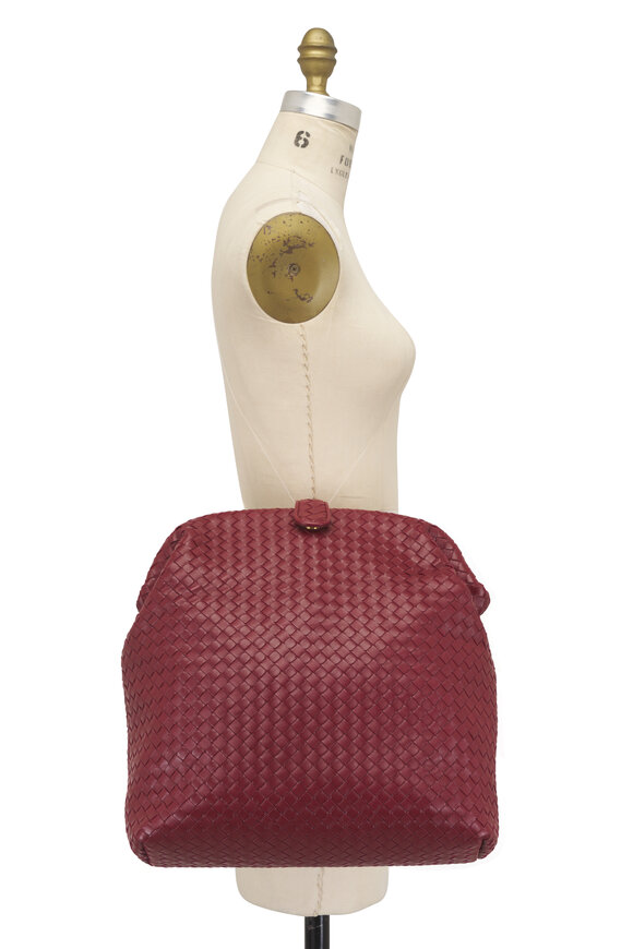 Bottega Veneta Lauren 1980 Alto Red Woven Leather Vertical Clutch - view 7