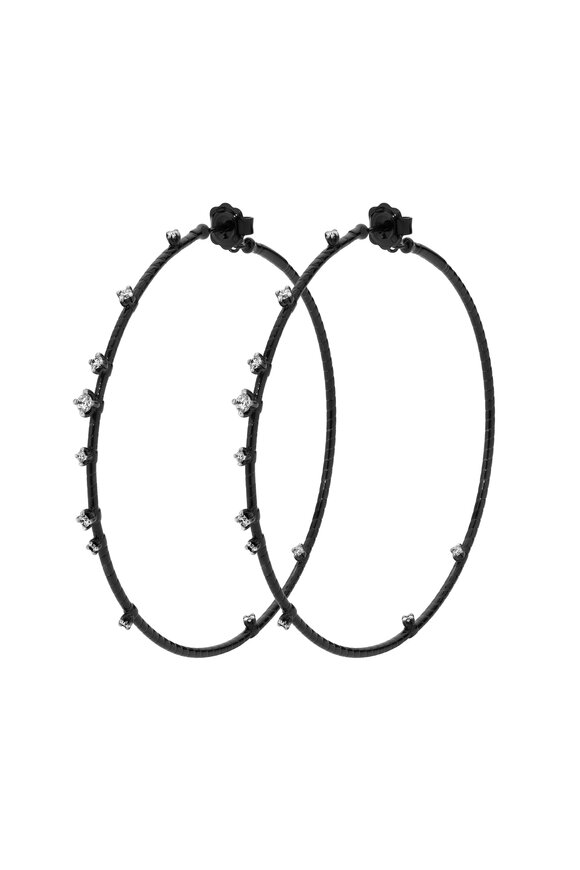 Mattia Cielo Rugiada Diamond Black Gold Flexible Hoops