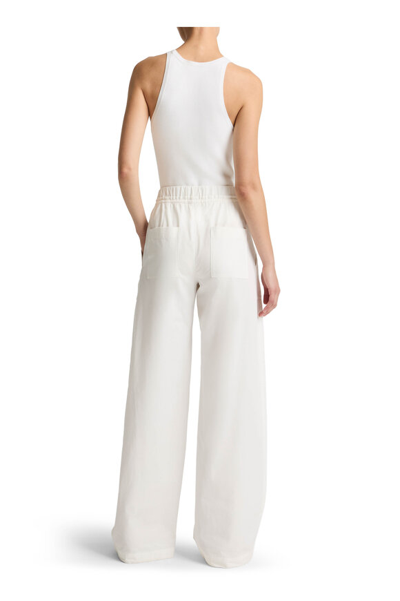 Vince Off White Cotton Double Waist Drawstring Pant - view 3