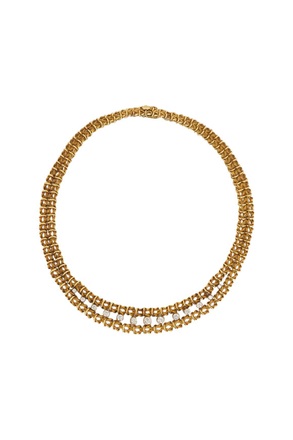 Estate Jewelry Italian Vintage Diamond Twist Link Necklace