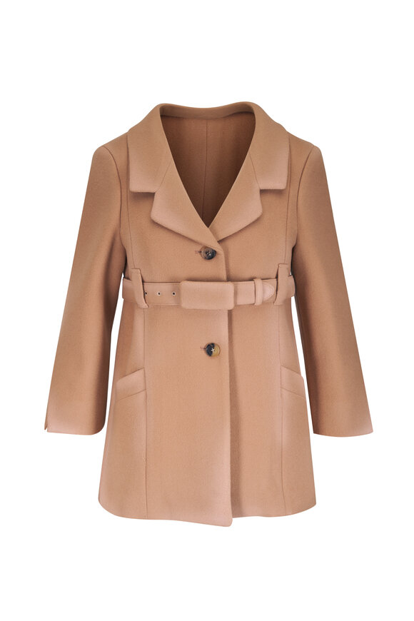 Miu Miu Hazelnut Double Wool Belted Coat - view 1