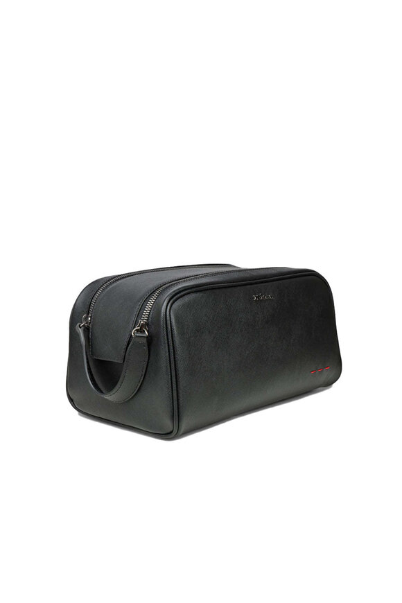 Kiton Black Double Zip Saffiano Leather Dopp Kit - view 2