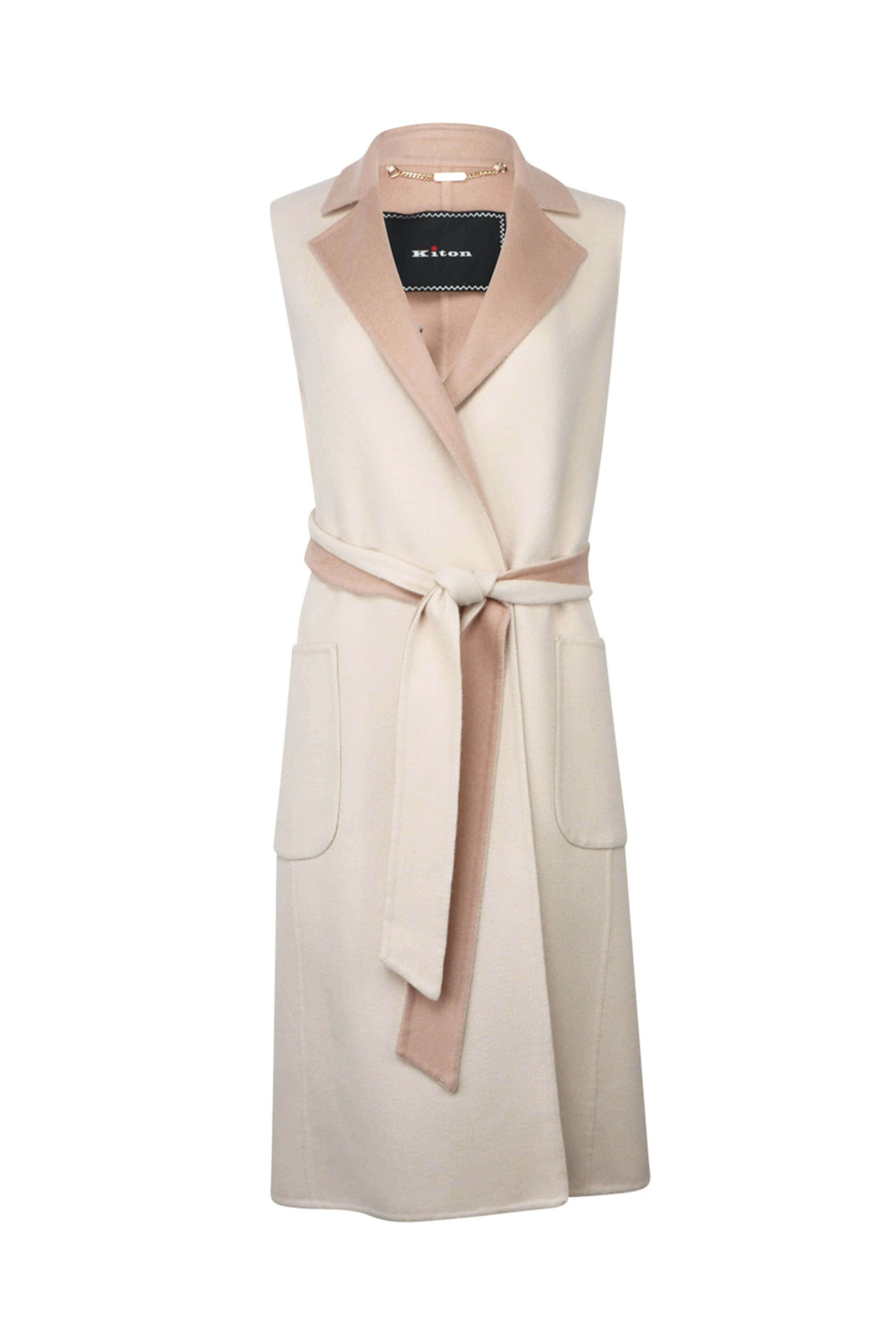 Kiton - Rose and Cream Belted Long Vest