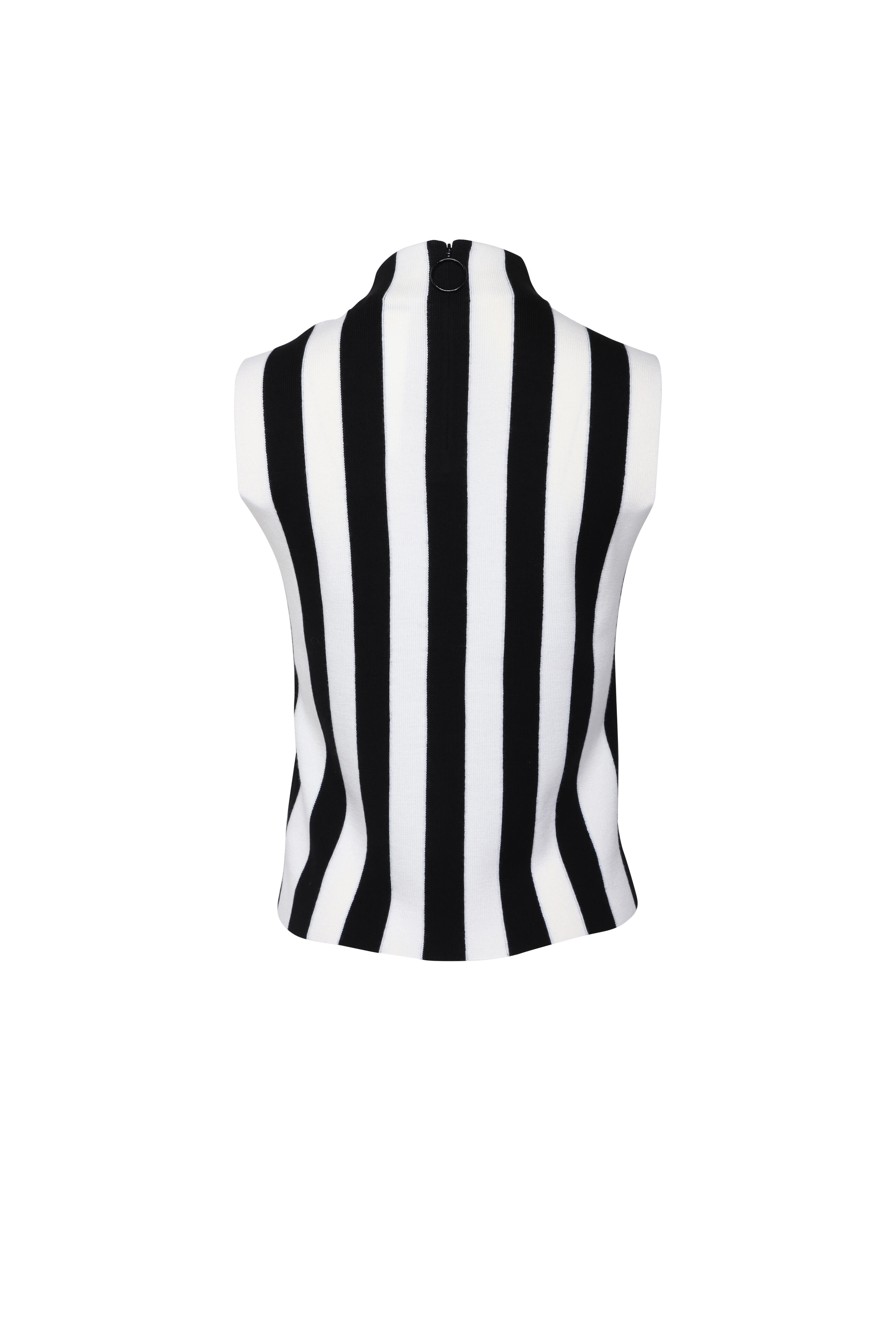 Akris Punto - Black & Cream Mockneck Sleeveless Top