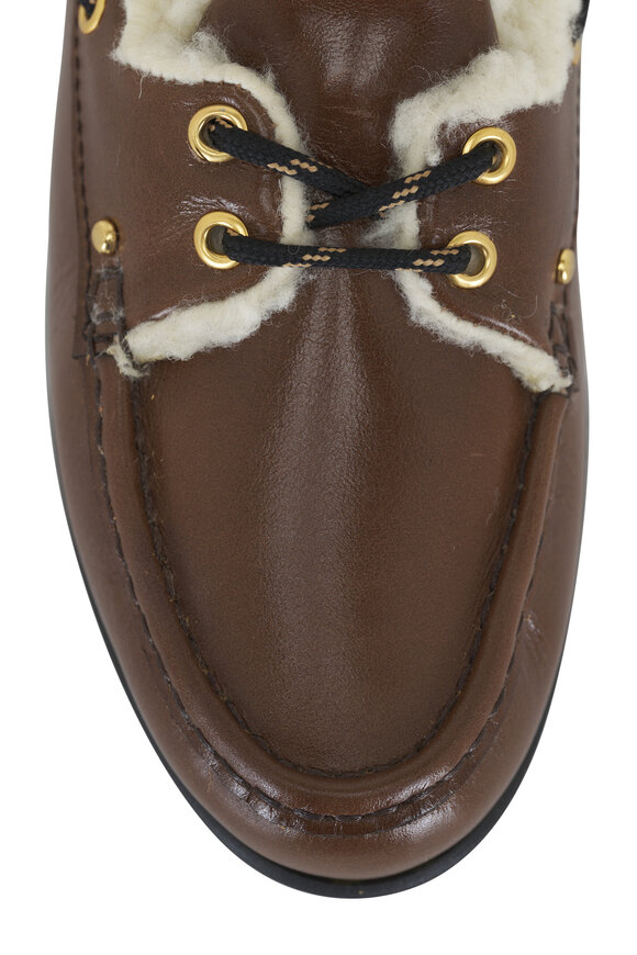 Dorothee Schumacher - On Deck Brown Leather & Shearling Boat Shoe