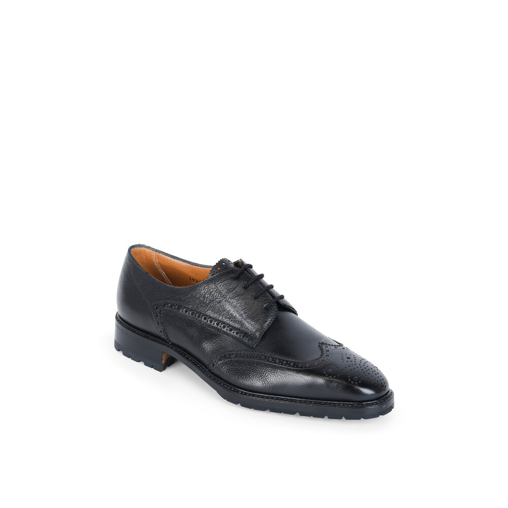 Gravati - Black Leather Wingtip Derby Dress Shoe