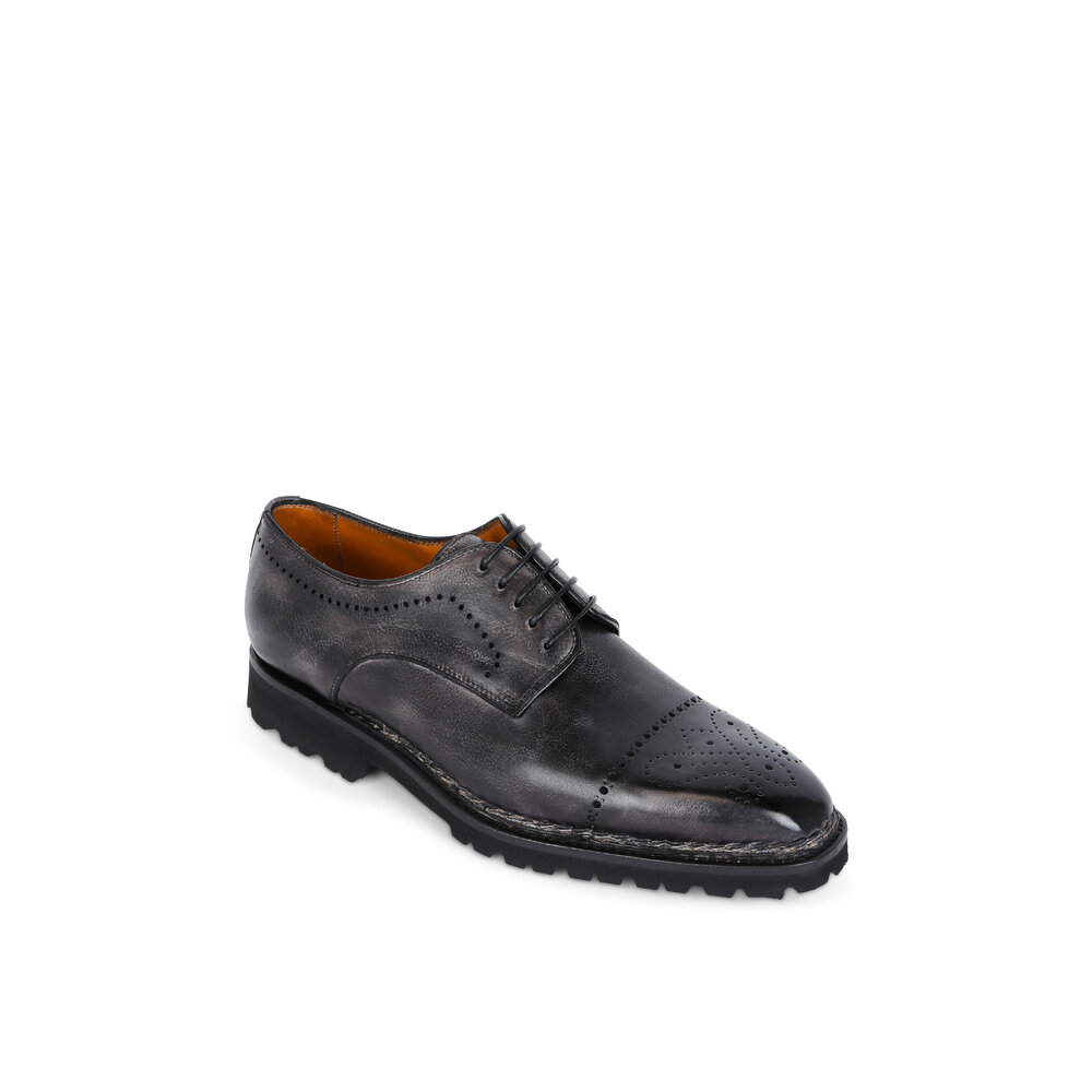 Bontoni - Brera II Dark Gray Leather Derby Shoe