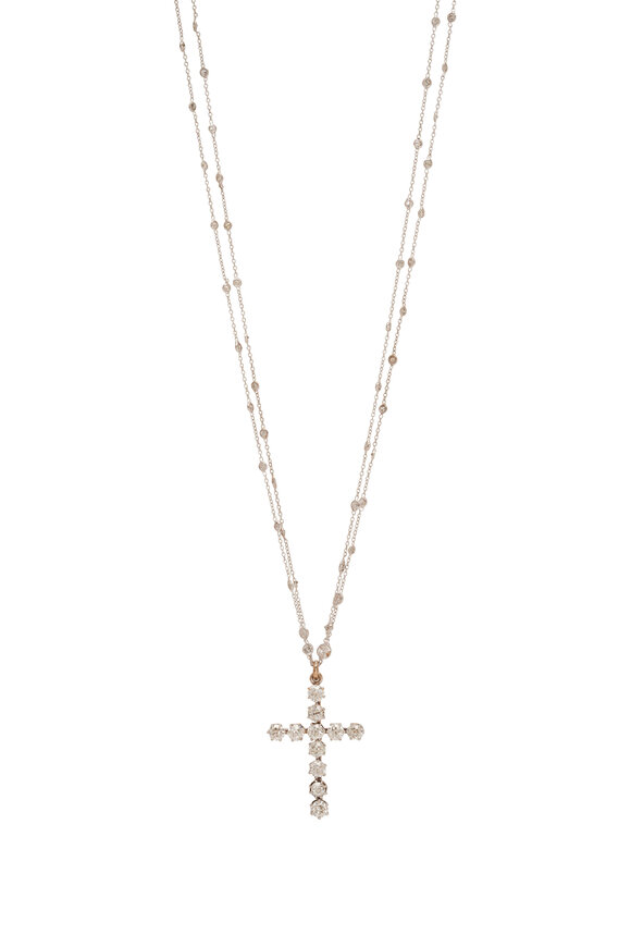 Renee Lewis Two Chain Diamond Cross Pendant Necklace