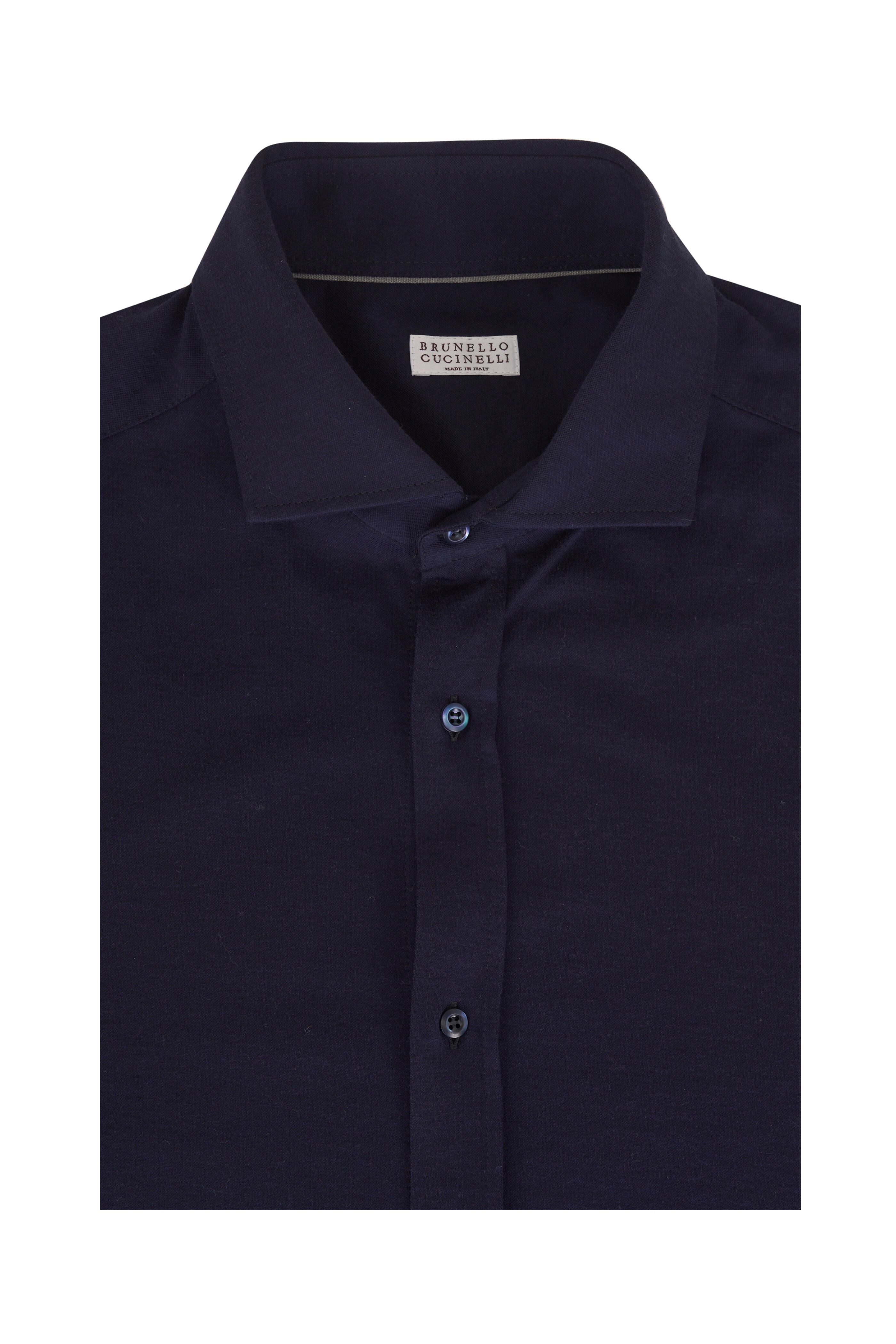 Brunello Cucinelli - Navy Jersey Sport Shirt - view 1
