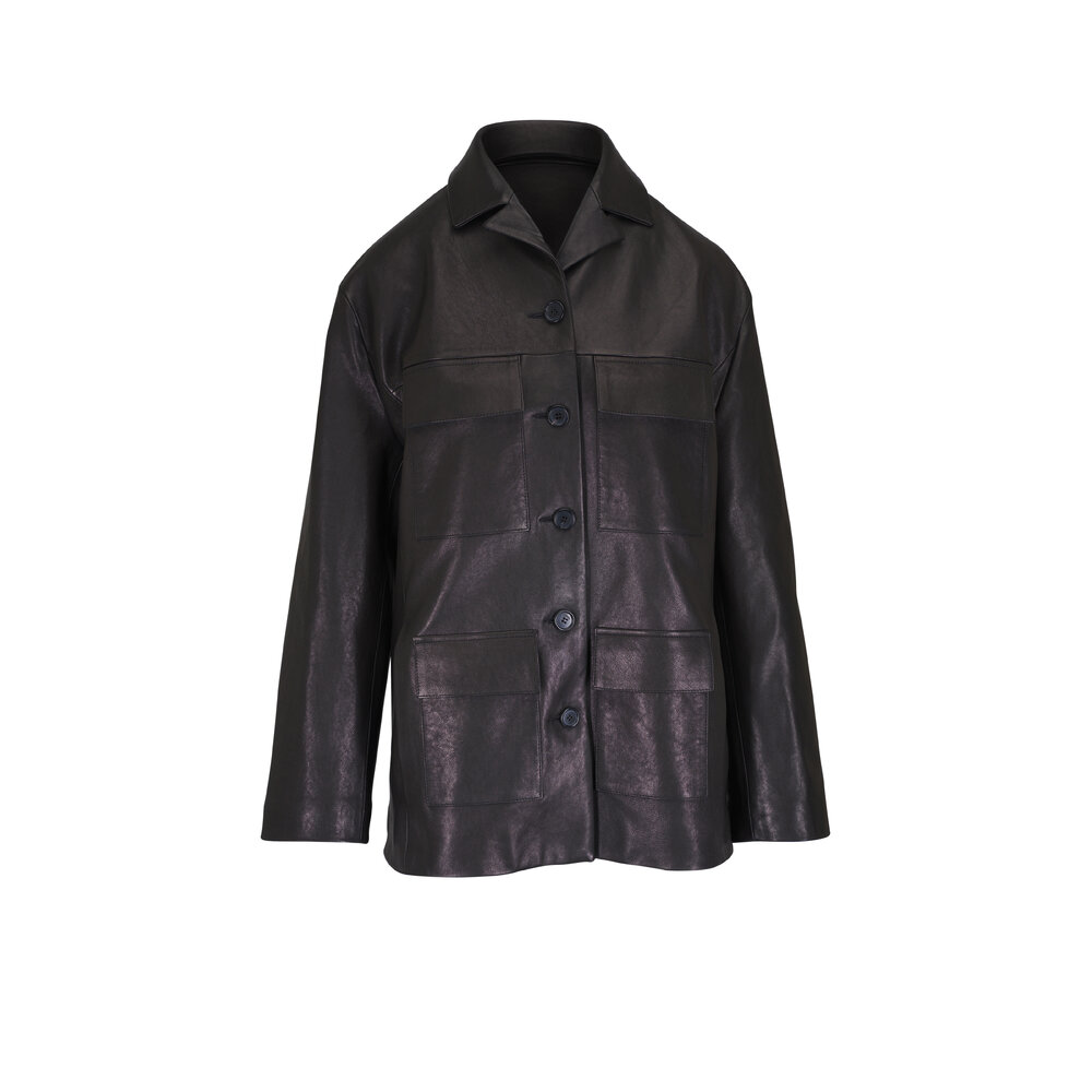 【関税込み】KHAITE Jackets Jackson Jacket in Dark Navy Leather – KHAITE