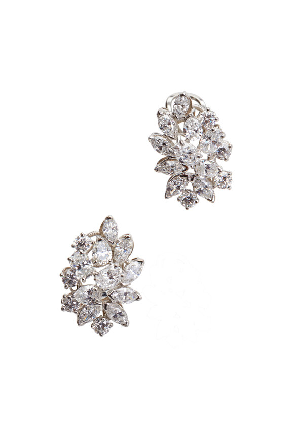 Oscar Heyman Platinum White Diamond Earrings