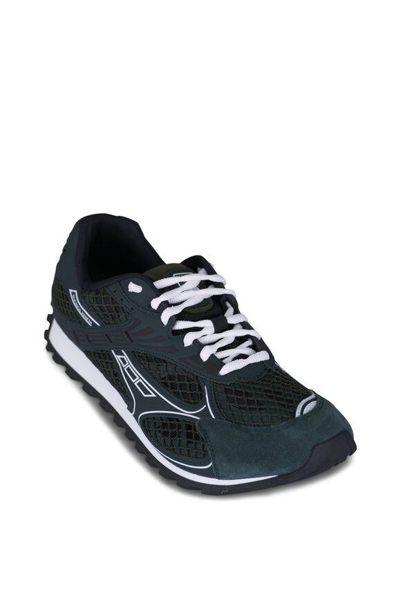 Bottega Veneta Orbit Teal Suede & Mesh Low Top Sneaker