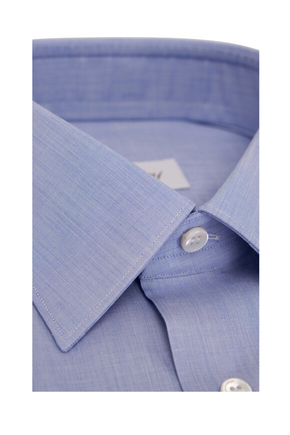 Brioni - Chambray Blue Cotton Dress Shirt 