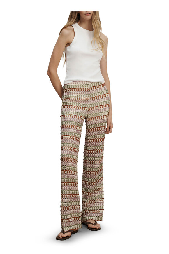 Veronica Beard Fatima Deep Ochre & Dove Multicolor Crochet Pant - view 2