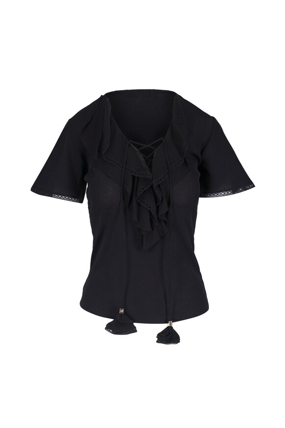 Dorothee Schumacher Pure Sleekness Black Ruffle Front Shirt - view 1