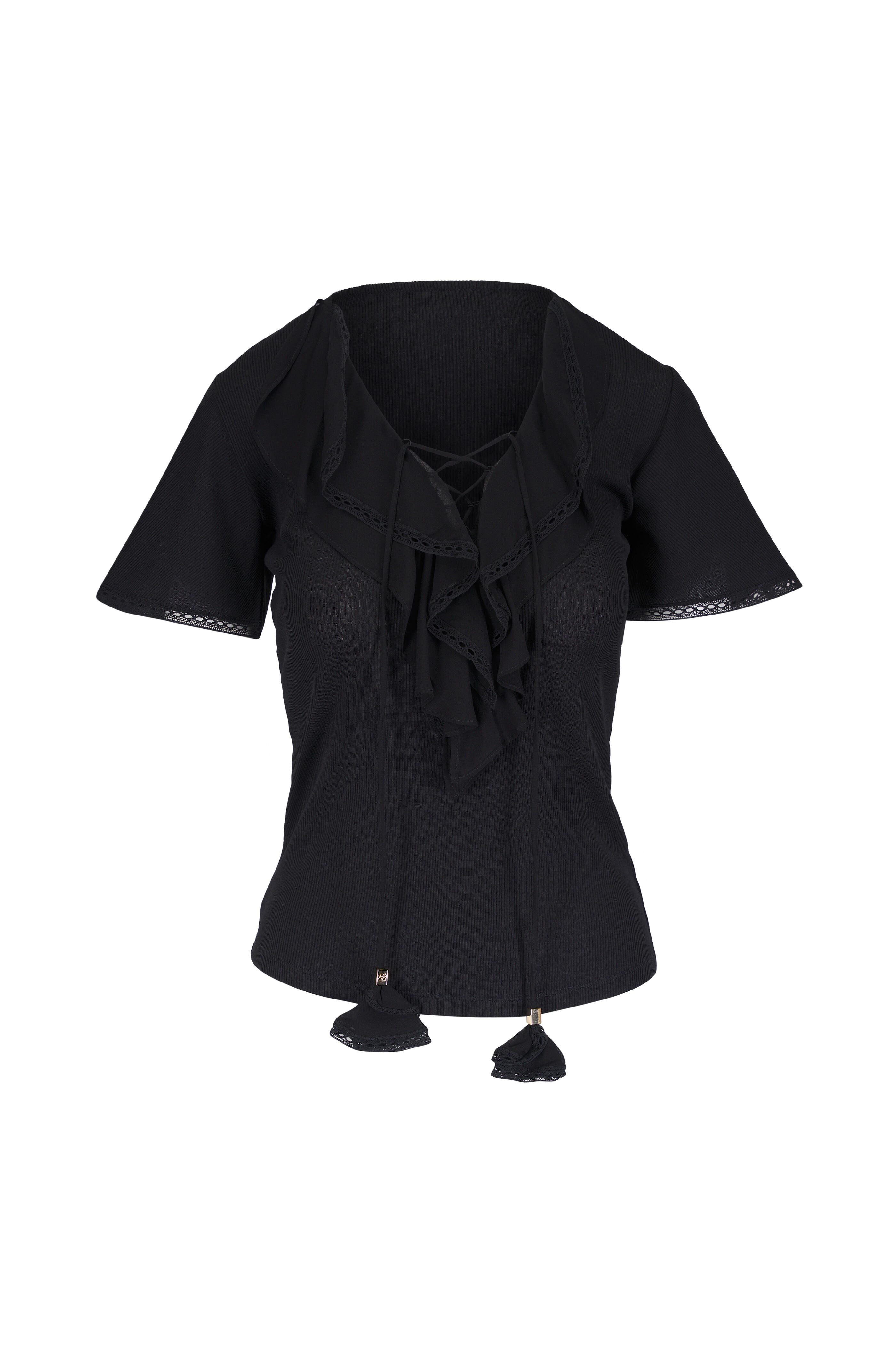Dorothee Schumacher - Pure Sleekness Black Ruffle Front Shirt - view 1