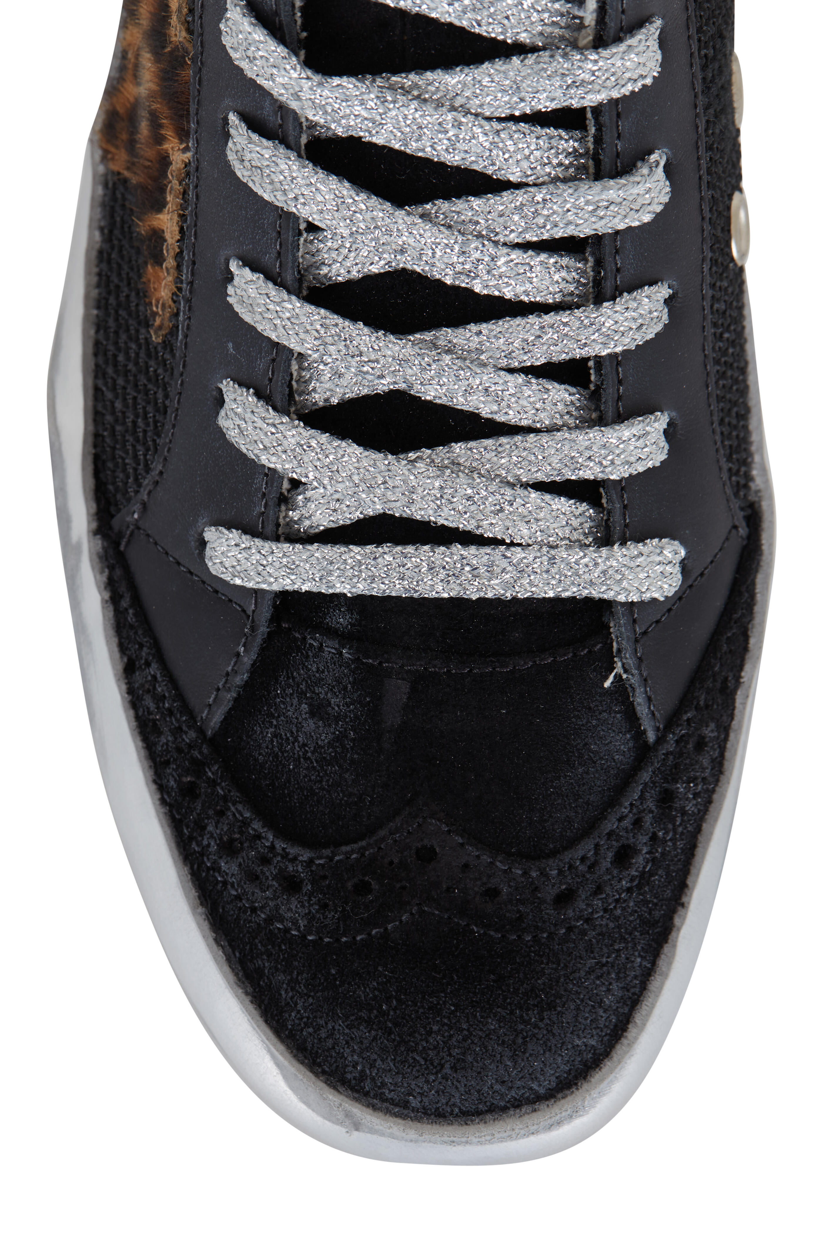 Golden Goose - Midstar Black Nylon & Suede Leopard Star Sneaker