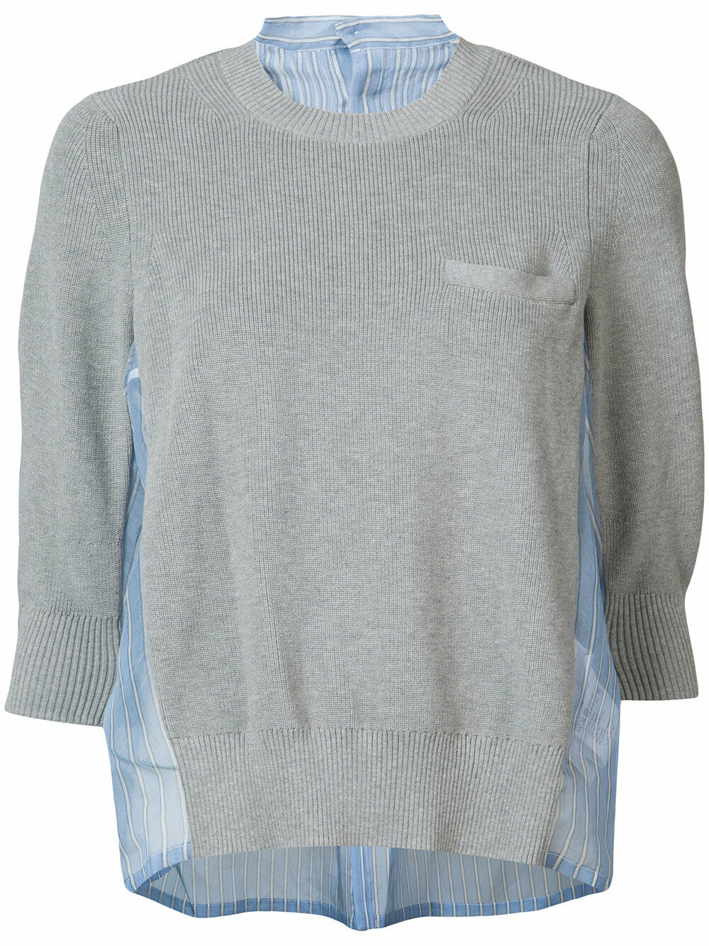 [リッキー] Sacai サカイ ウールカシミアニット グレー SACAI サカイ クルーネック カシミヤ ニット Sweater セーター