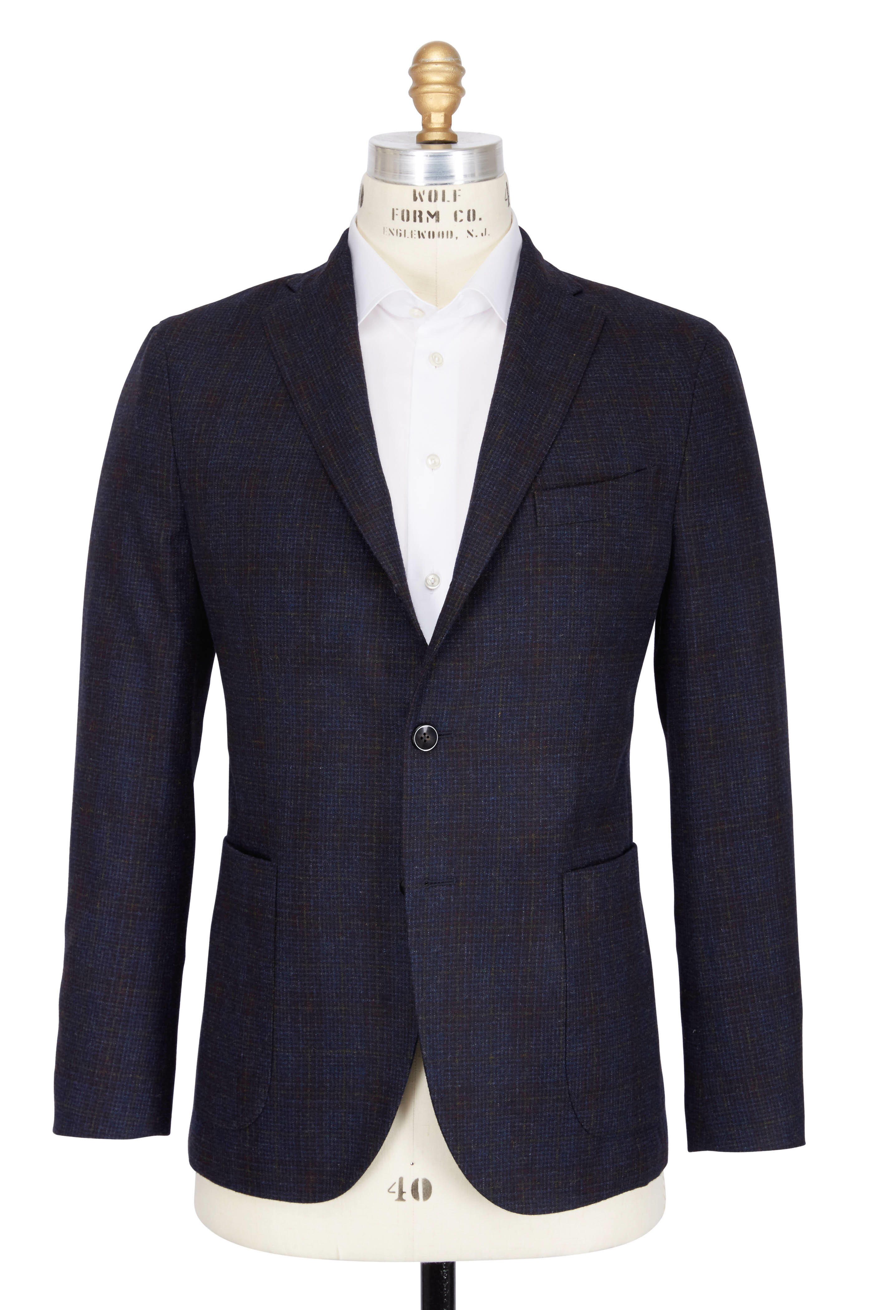 Boglioli - Navy Blue Wool & Cashmere Tartan Sportcoat