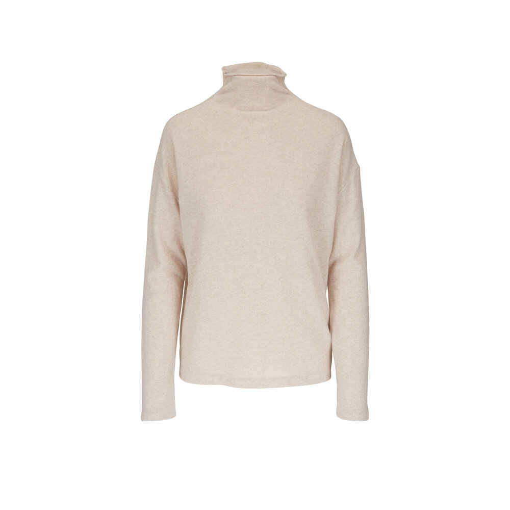 Vince - Heather Light Oat Brushed Funnel Neck Top