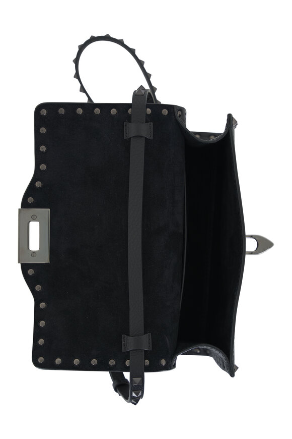 Valentino Garavani - Small Black Leather Rockstud Shoulder Bag