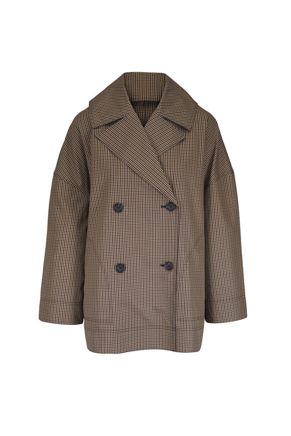 Totême Black & Beige Check Cotton Oversized Jacket