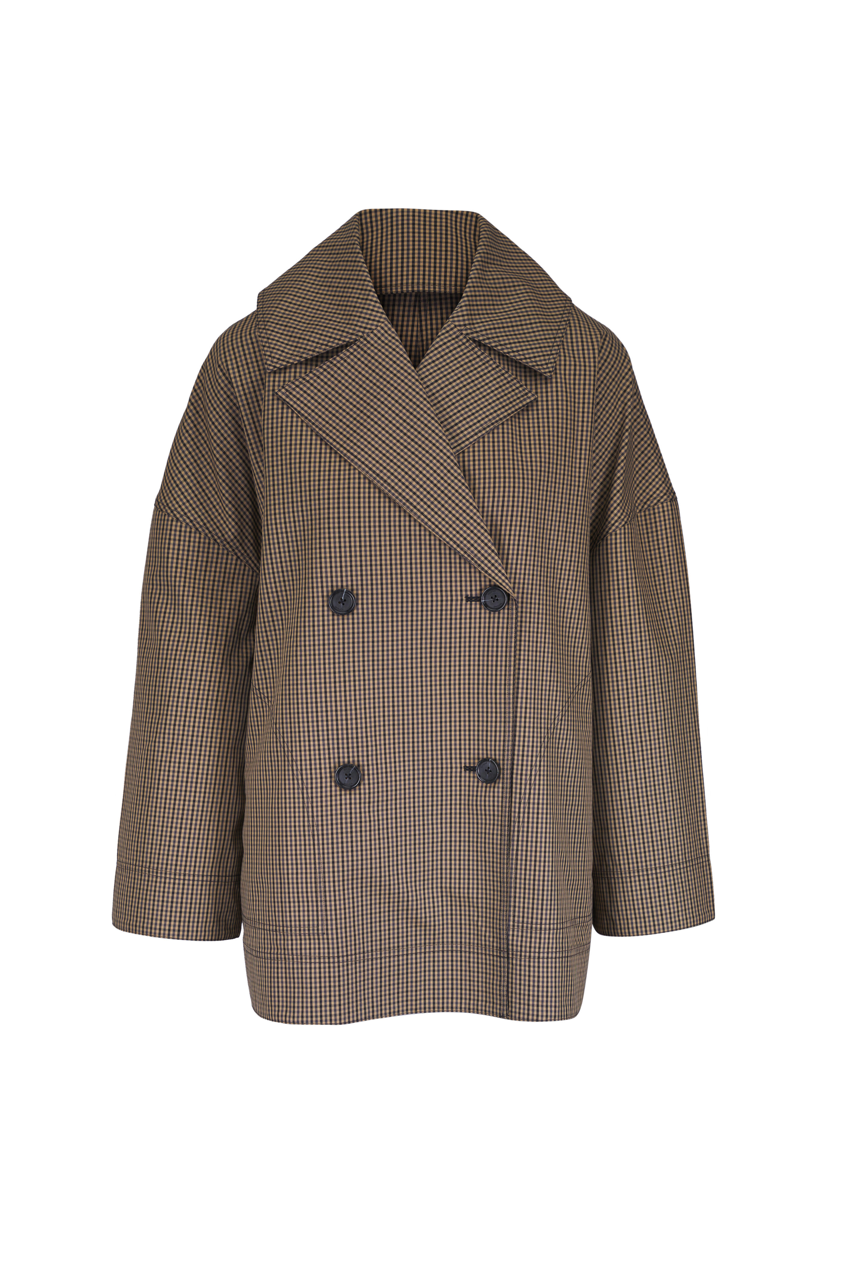 Totême - Black & Beige Check Cotton Oversized Jacket