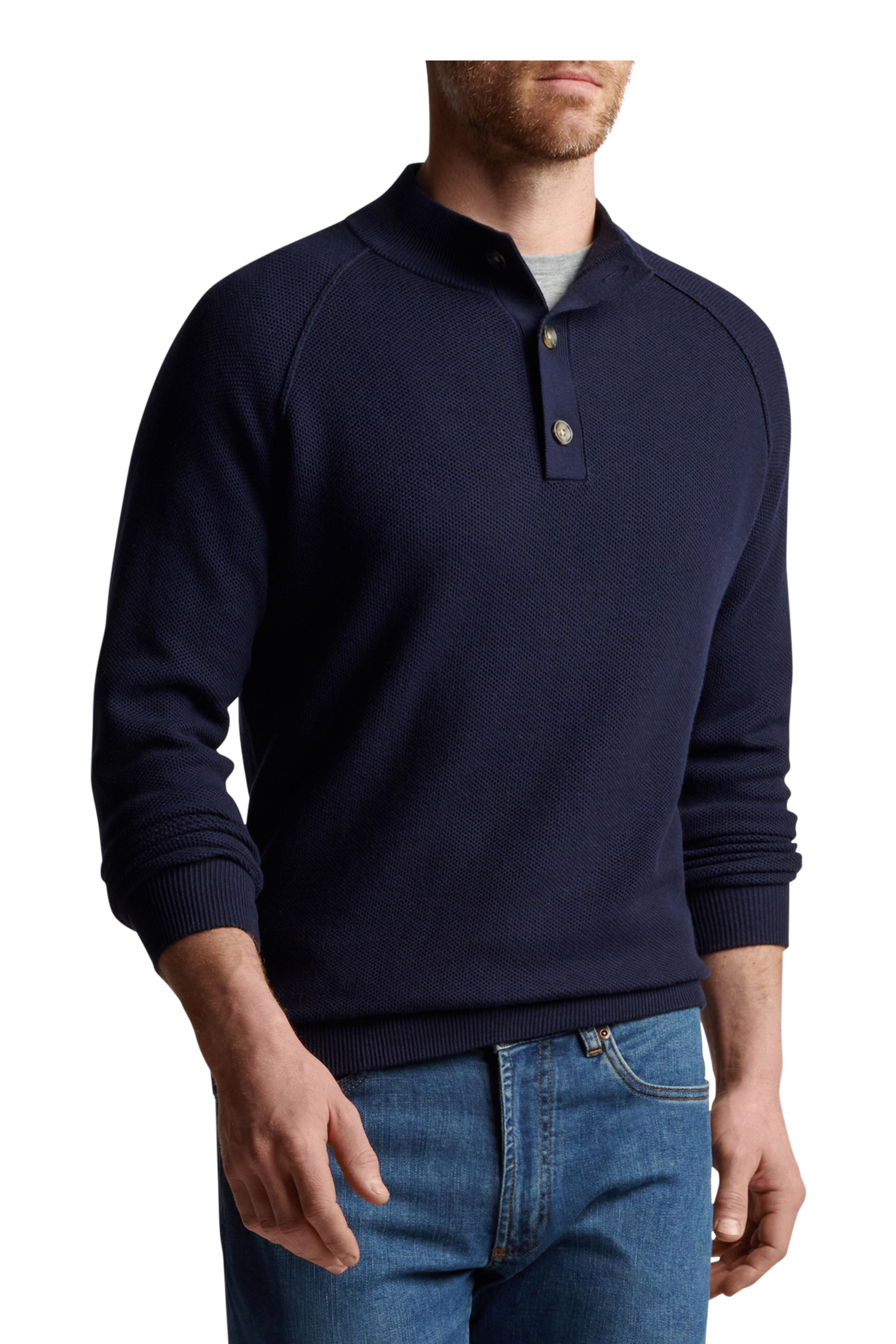 Peter Millar - Parkway Navy Textured Mock-Neck Sweater