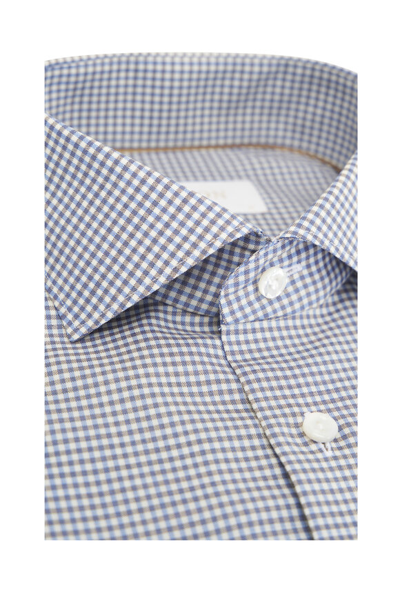 Eton - Light Blue Mini Check Wool Dress Shirt