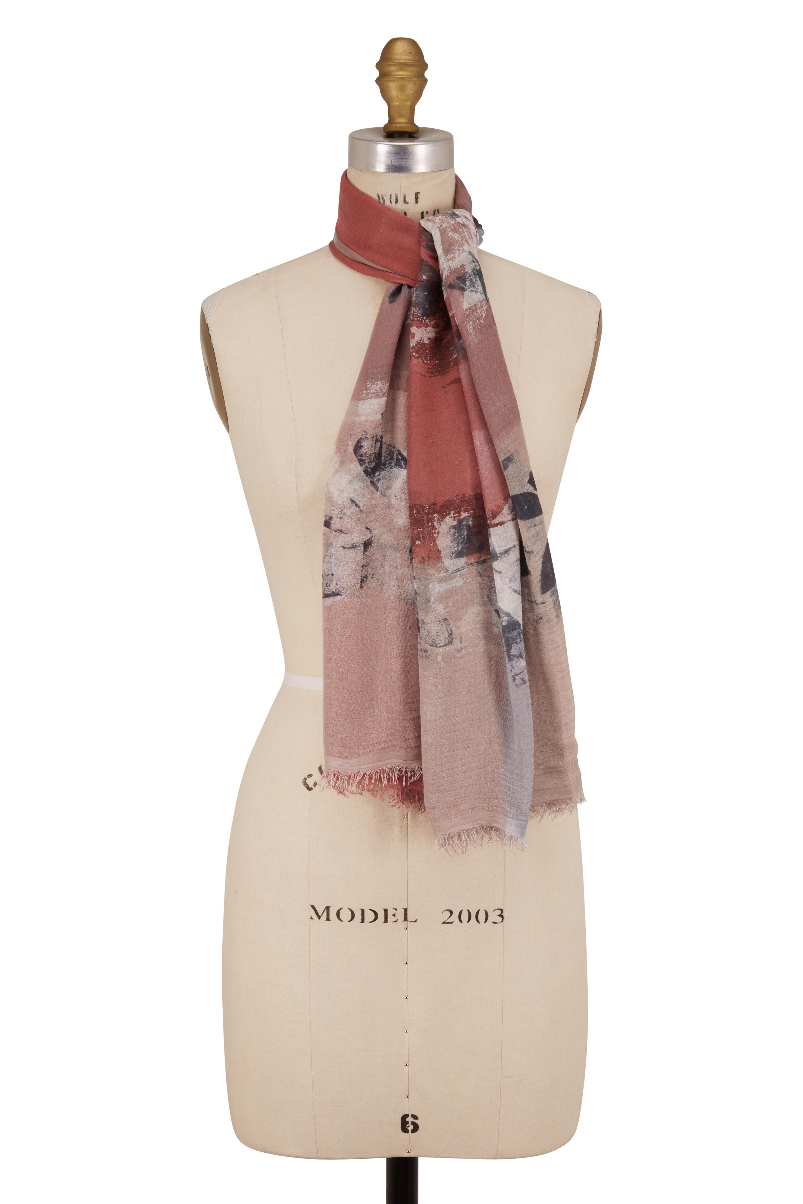 Faliero Sarti - Pink & White Leaf Print Scarf | Mitchell Stores