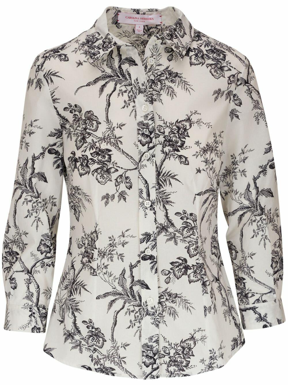 Carolina Herrera - Black & White Stretch Cotton Icon Blouse